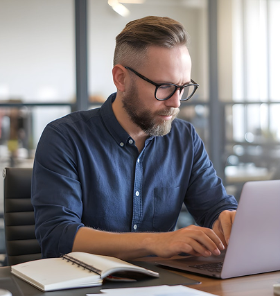 Man working on laptop