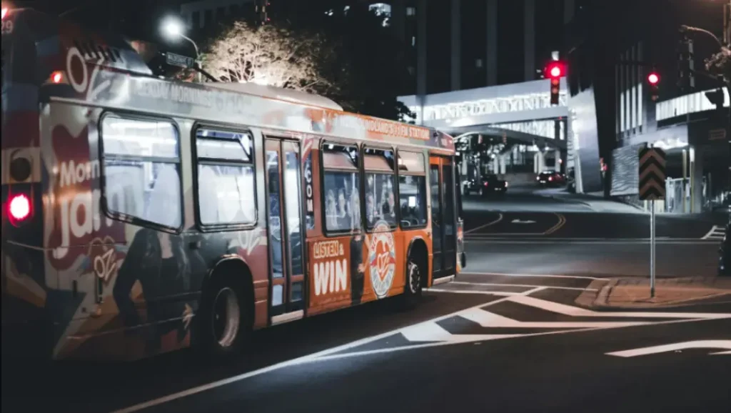 City Bus at Night On City Road