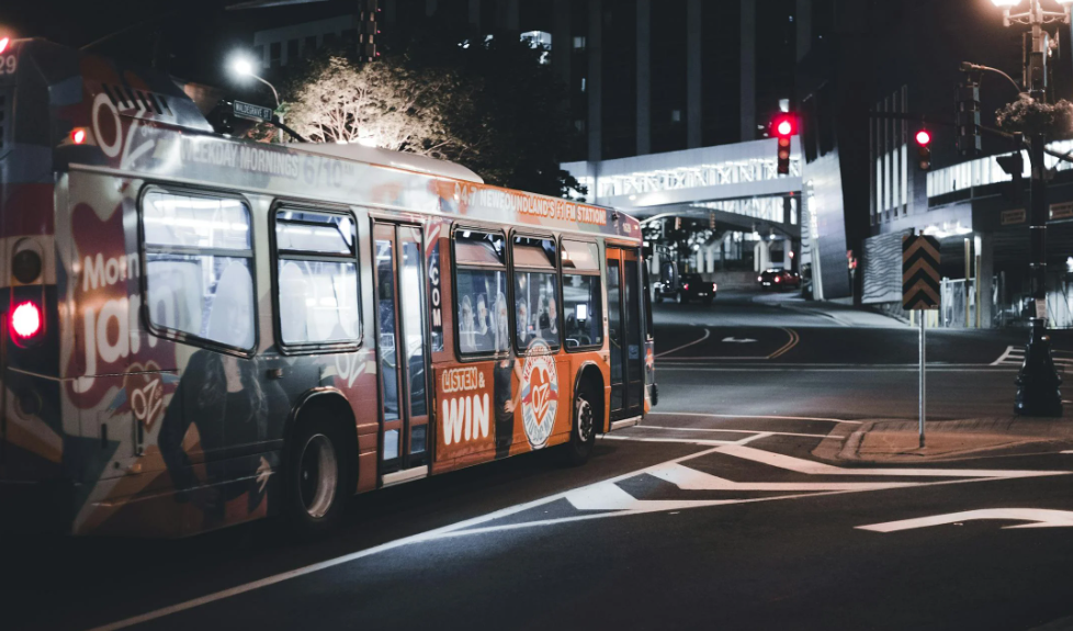 City Bus at Night On City Road
