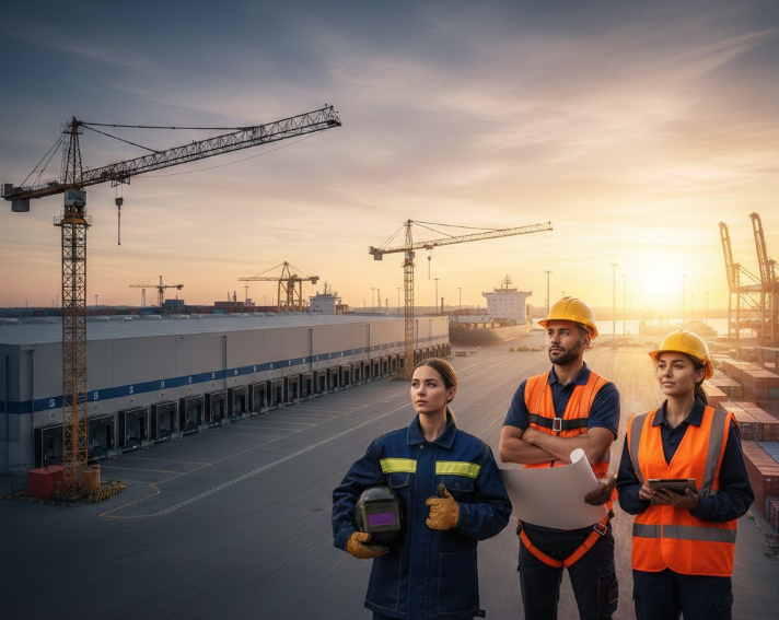 Montage of blue collar workers