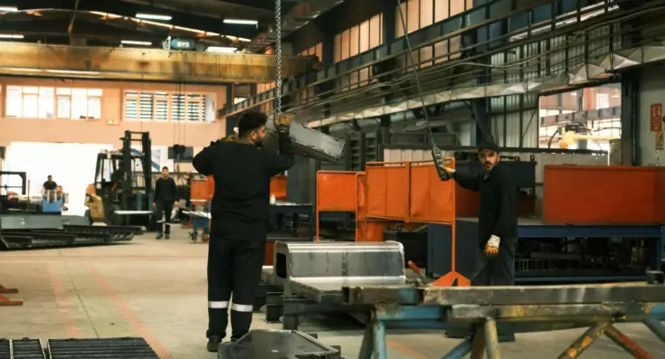logistics team near production line