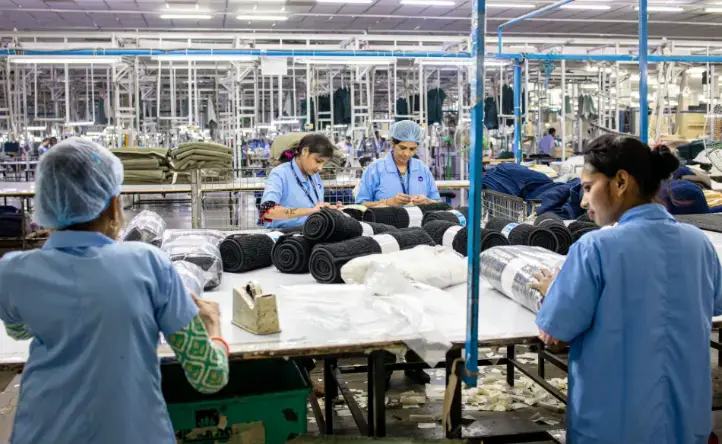 Team of textile workers