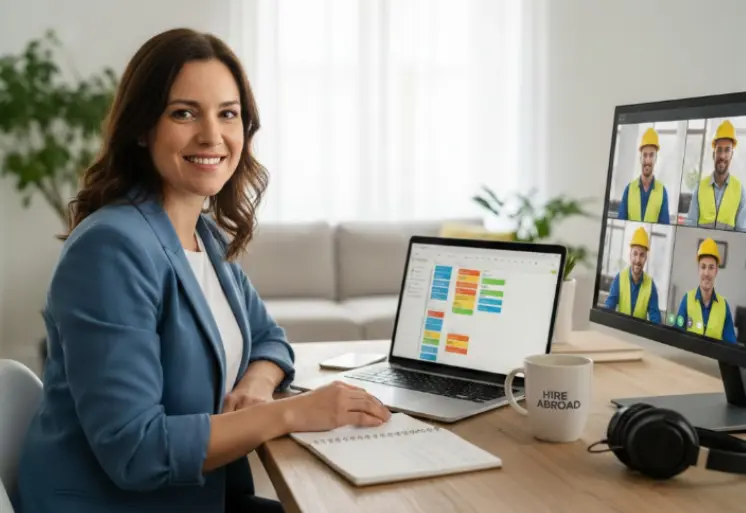Recruiter Managing Candidates In Front of Laptop