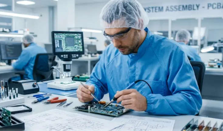 Blue collar worker in production