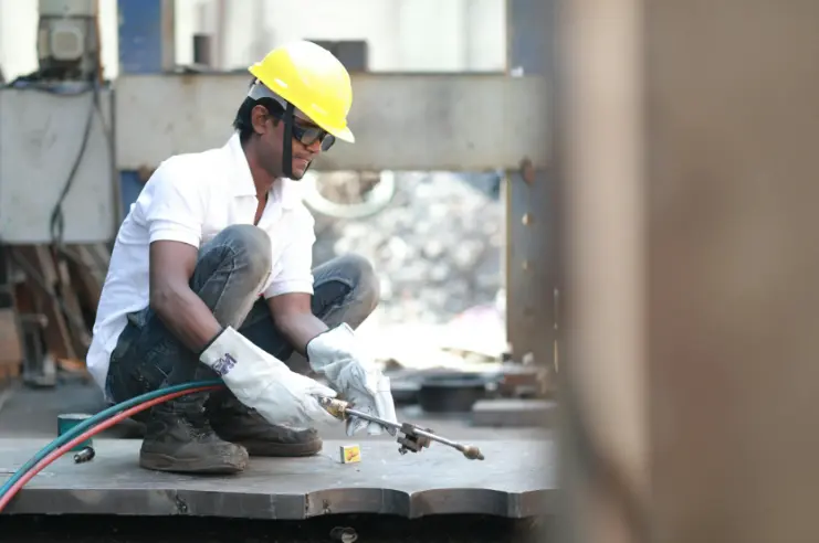 Welder working on job site
