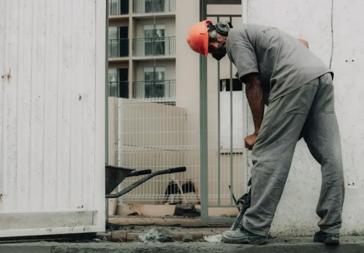 Blue collar wokrer working at job site