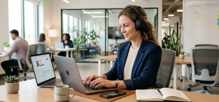 Recruiter working in her office