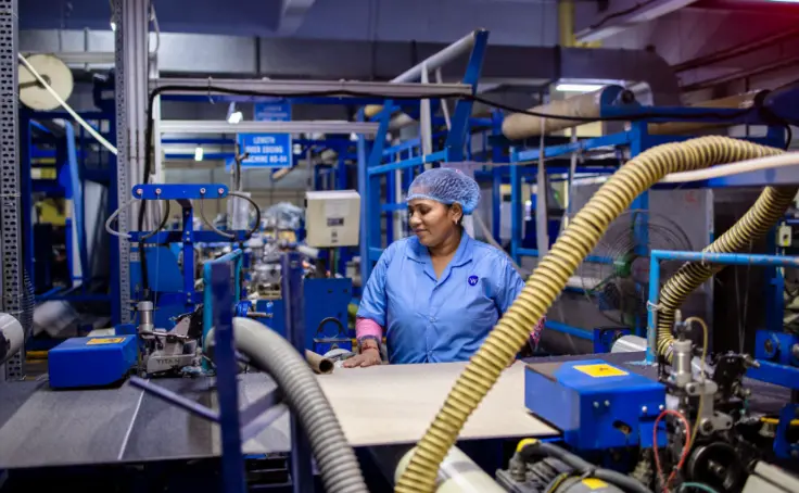 woman working at production line