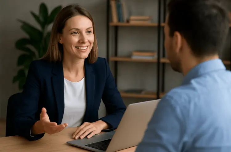 Recruiters talking to each other