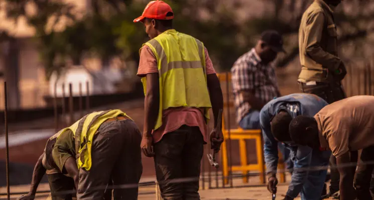 Construction workers working at construction site