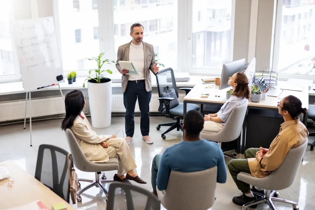Recruiters Discussing Onboarding Goials With Clients Live