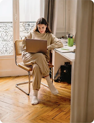 girl working from home