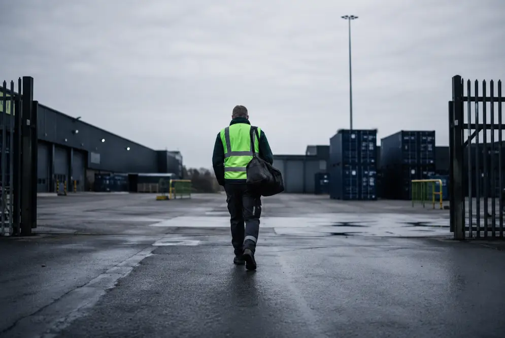 worker leaving job site