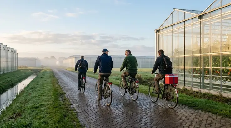 Blue-Collar Workers on Bicycle
