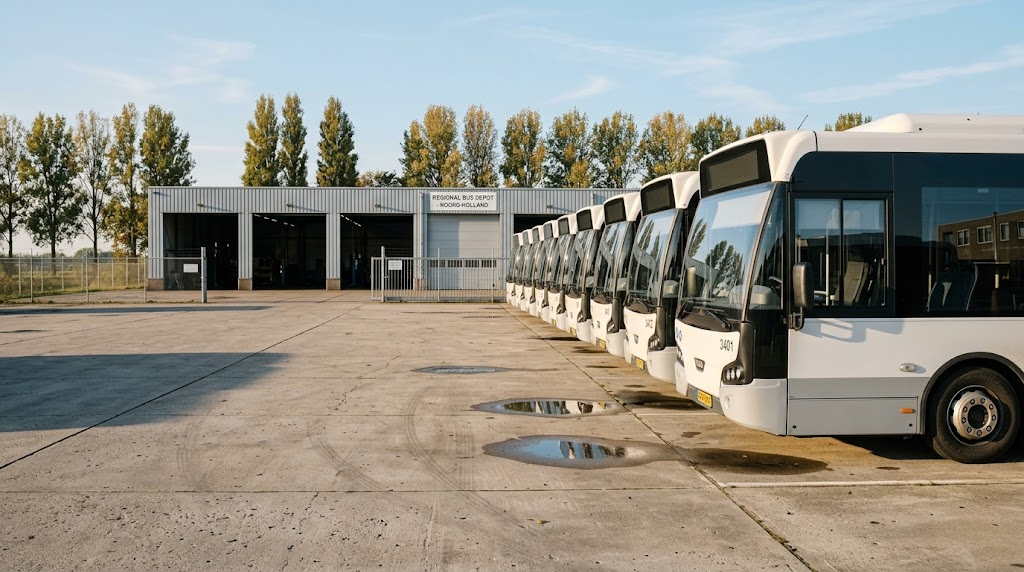 Bus yard full of busses